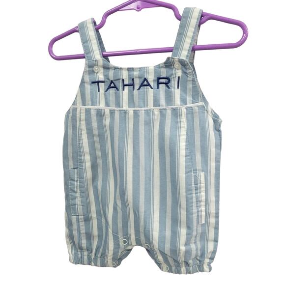 Tahari Striped Blue and White Overalls Infant Boy Size 0-3 Months - Picture 1 of 5